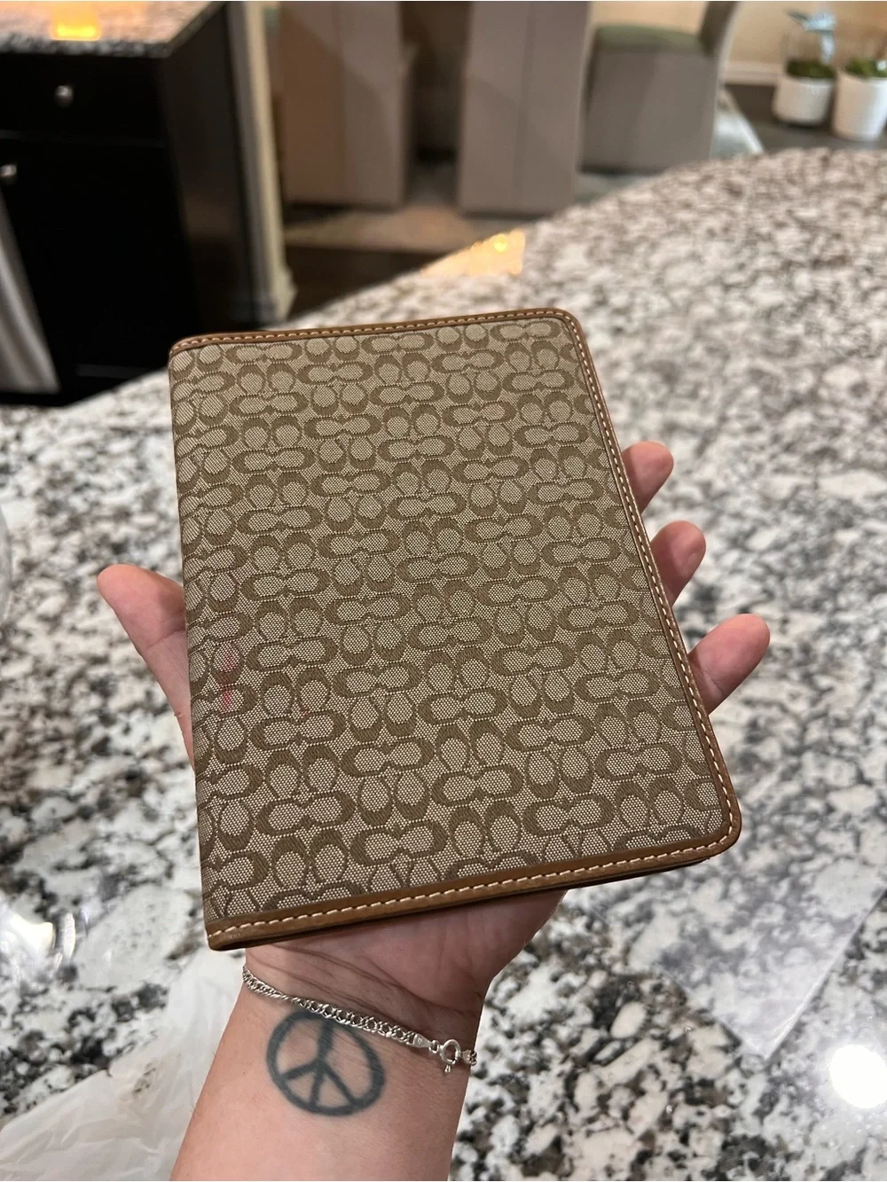 Vintage COACH Logo CC Signature Brown Passport Case/Holder Canvas/Leather